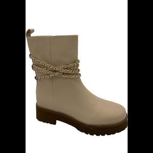 Cecelia New York Leather Chain Mid Boots New Nude - Medium